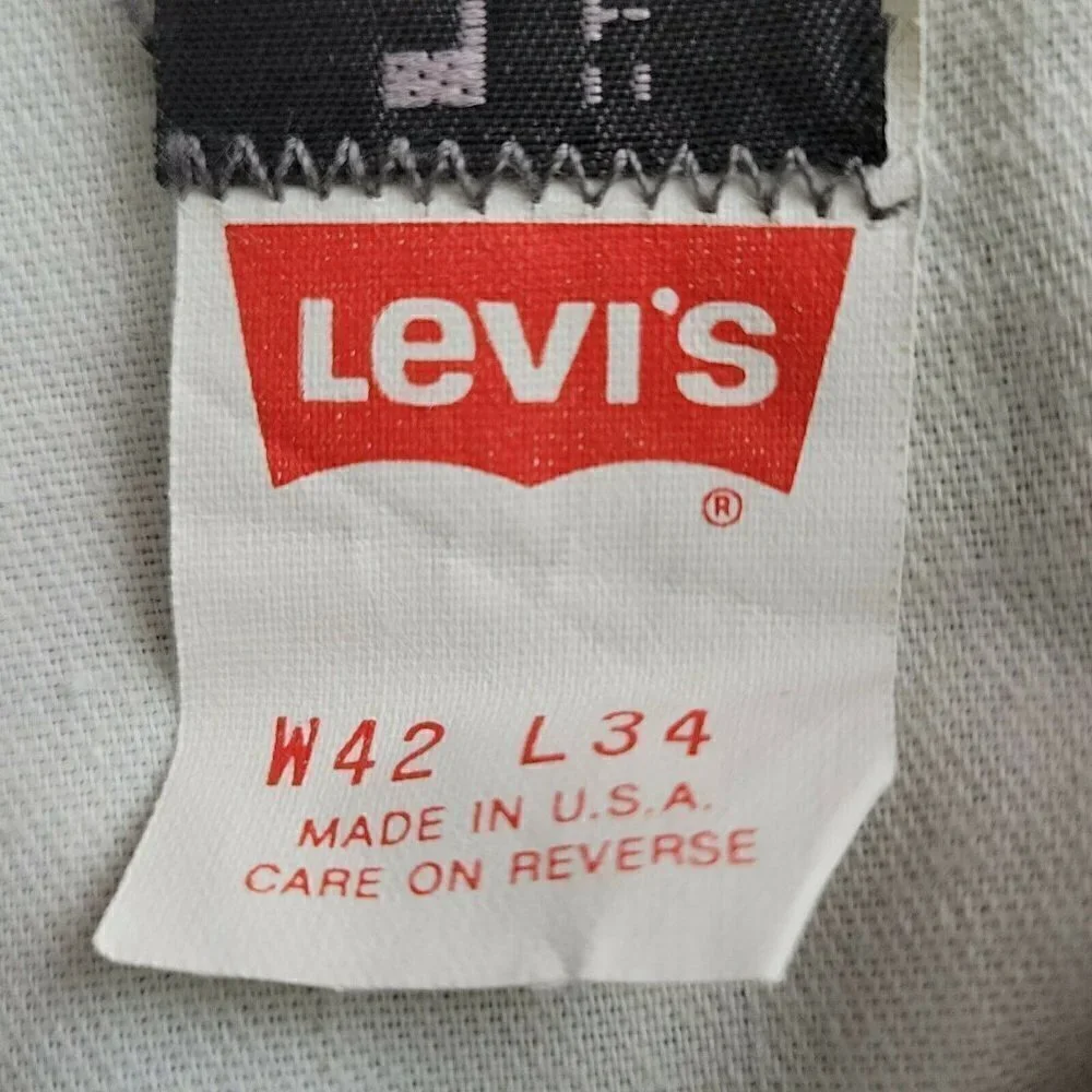 Levis Two Horses Jeans 40X34 Gray Red Batwing Tag Orange Tab Vintage 80s